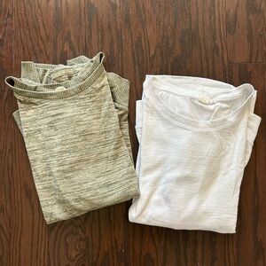 GAP Softspun Long Sleeve Shirt Bundle (2 Tops) | White & Olive Green | Size M